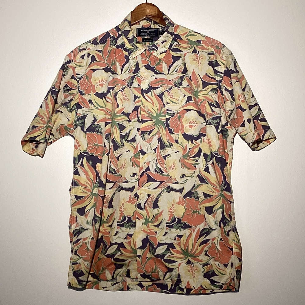 Ralph Lauren Orange and Green Casual Button Down Shirt